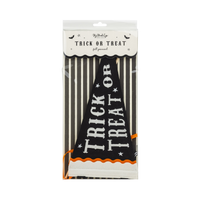 Halloween-themed Trick or Treat Felt pennant product packaging with 'Trick or Treat' text on a white label, front view.