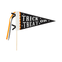 Halloween-themed pennant flag with 'Trick or Treat' text.