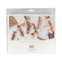 Back of package with lifestyle photo of opened crackers on a table.
