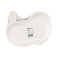 Back of the turkey paper plate showing the plain cream die-cut shape and "8 Paper Plates" packaging label.