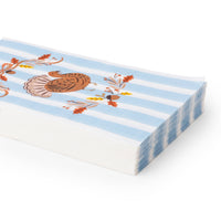 Angled stack of blue striped turkey Thanksgiving paper guest towels