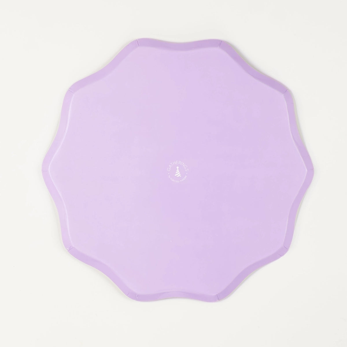 Back side of dinner plate in solid lavender.