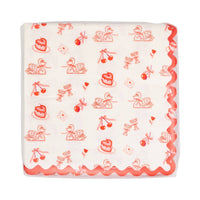 This photo shows a stack of Valentine pattern cocktail napkins wrapped in clear packaging.

