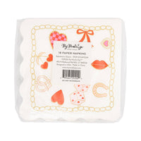 back label of valentines charm napkins pack