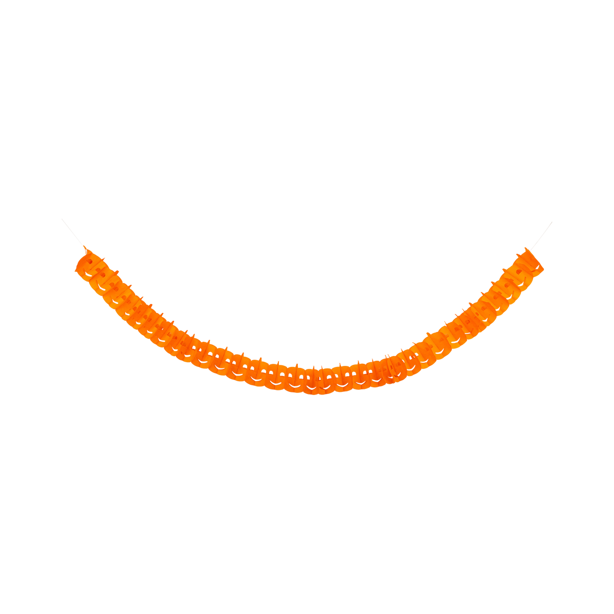 Pumpkin garland fanned and hanging.