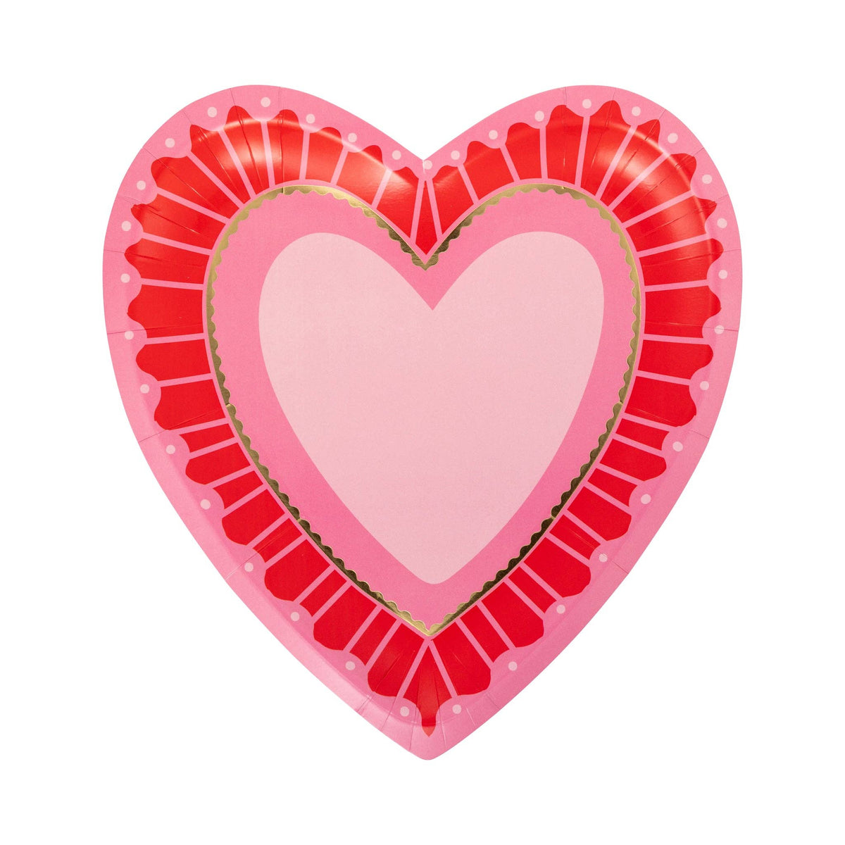Pink layered heart plate with scalloped detailing from the Vintage Heart Shaped Plate Set