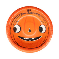 Single 12 oz Vintage Pumpkin paper bowl with retro jack-o-lantern face, perfect for Halloween party snacks.