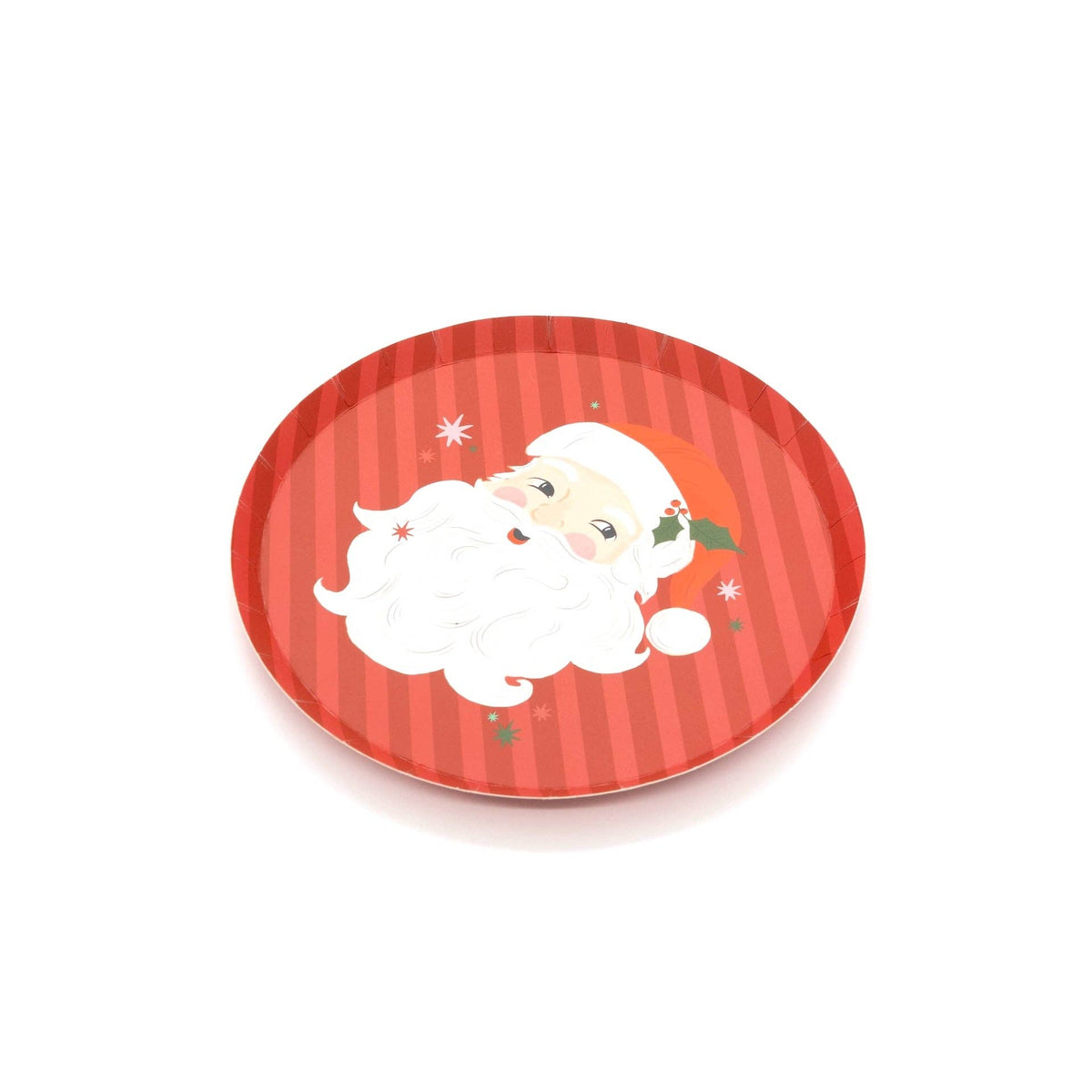 Vintage Santa dessert plate shown flat on a white background.