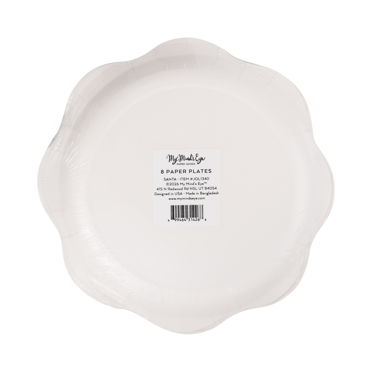 Back of the vintage Santa salad plates packaging showing product details and barcode