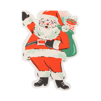 Vintage Santa-shaped paper napkin with a colorful, nostalgic design