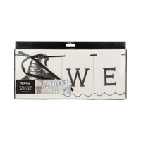 Front of the Welcome Witches banner showing the letter "W," and "E" through a clear window with the My Mind's Eye label. 