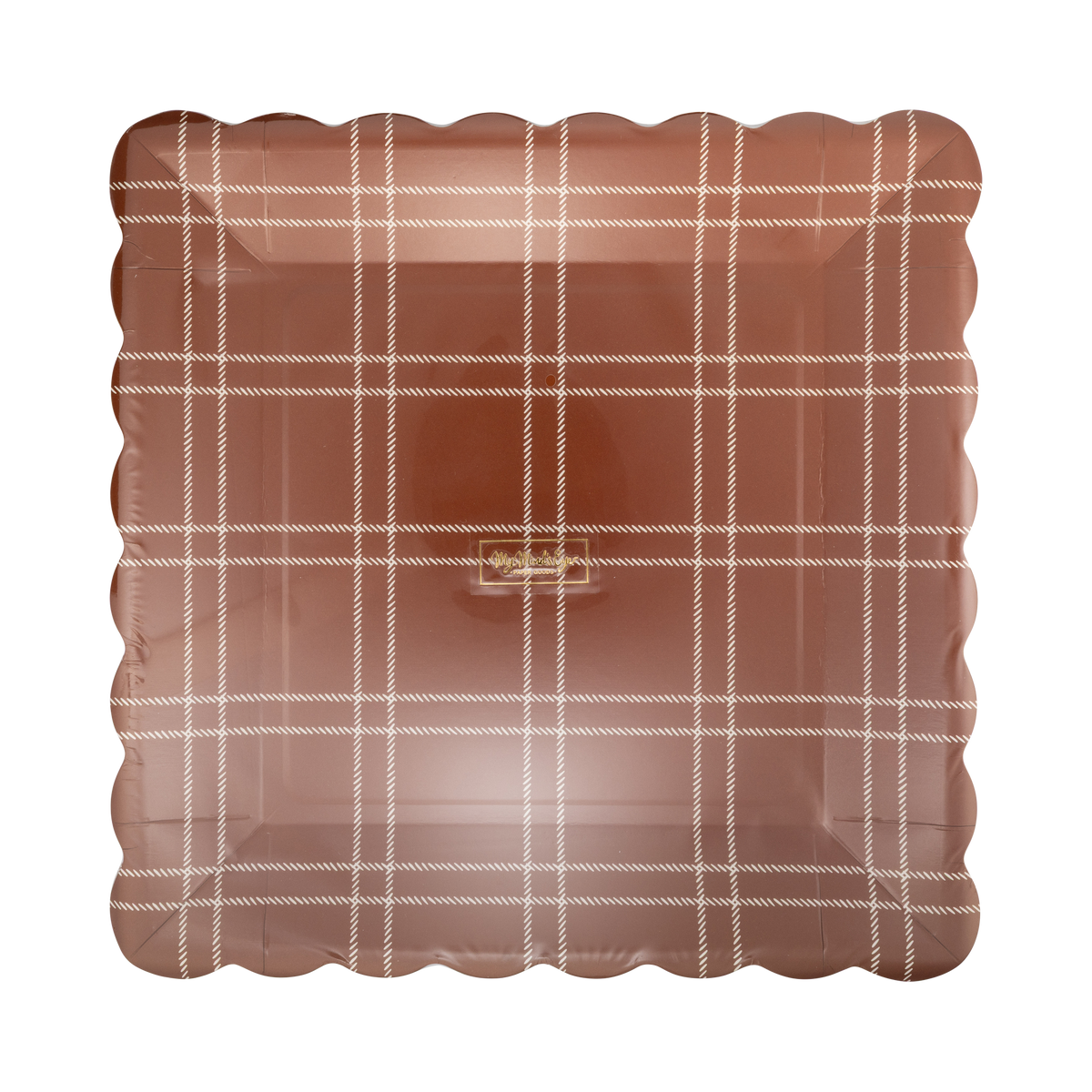 Close-up of the windowpane grid pattern and wavy edge in a transparent wrap, front view.