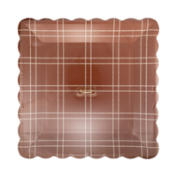 Close-up of the windowpane grid pattern and wavy edge in a transparent wrap, front view.
