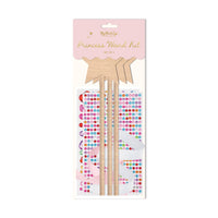 Professional packaging for the set of 3 Wooden Wand Keepsake wands with "Princess Wand Kit" in gold script.