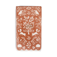 Top-down studio shot of the rectangular Acorn Grove woodland paper dinner napkin against a white background.