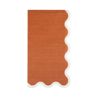 Solid rust paper napkins with a white wavy edge, set of 24