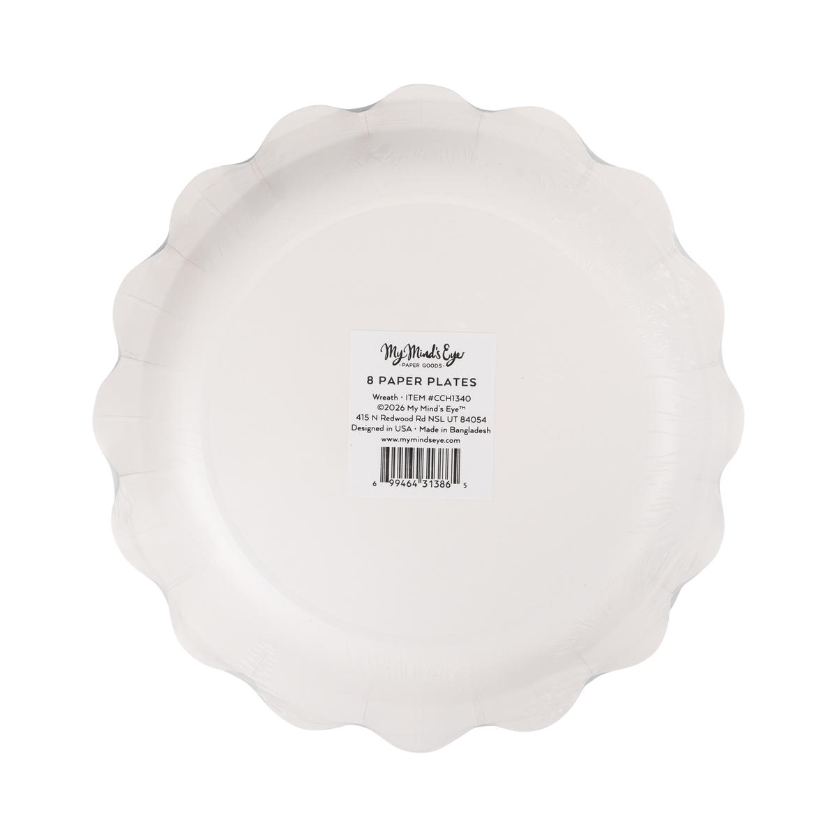 Back of the wreath-shaped plate showing the die-cut shape and product label.