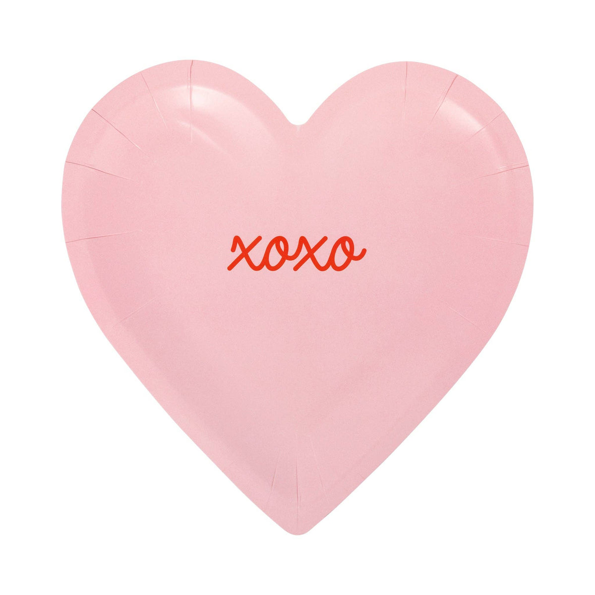 Pink heart shaped plate with xoxo message