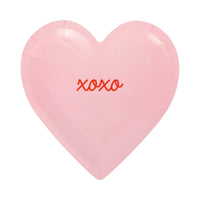 Pink heart shaped plate with xoxo message