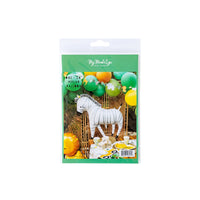 Packaged 24-inch zebra mylar balloon—easy décor for zoo birthday party.